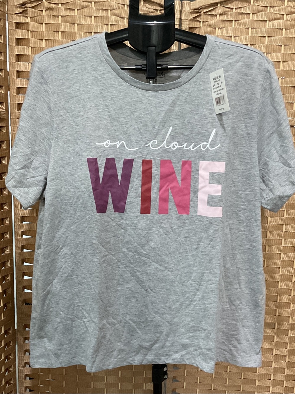 Fleurish Gray Short Sleeve Tee with Multitone Wine Graphic